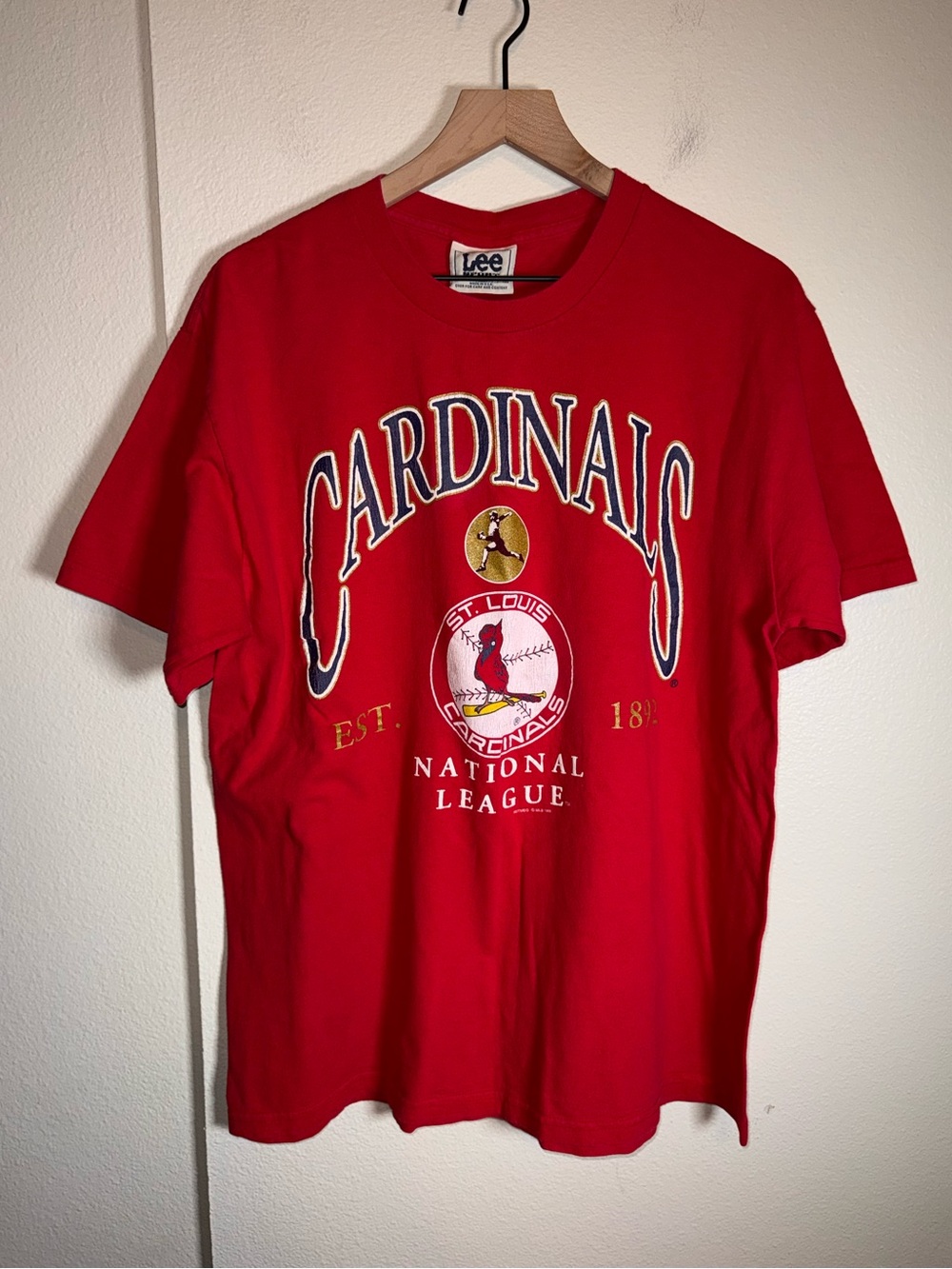 VINTAGE LEE MLB ST LOUIS CARDINALS 1998 Screenprint Graphic Baseball Tshirt L